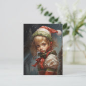 Whimsical Girl Elf Feiertagspostkarte (Stehend Vorderseite)