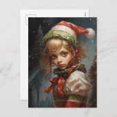Whimsical Girl Elf Feiertagspostkarte (Vorne/Hinten)