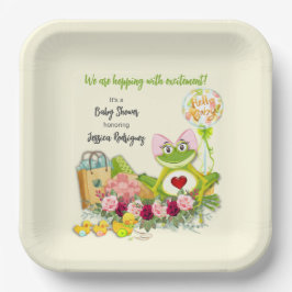 Whimsical Girl Frog Baby Dusche Personalisiert Pappteller