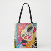 Whimsical Girl Hot Pink Hair Quirky farbenfroher S Tasche (Vorderseite)