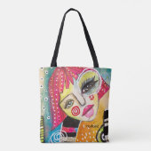 Whimsical Girl Hot Pink Hair Quirky farbenfroher S Tasche (Rückseite)