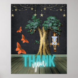 Whimsical Girl in Swing Surreal Danke Poster