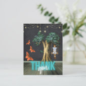 Whimsical Girl in Swing Surreal Danke Postkarte (Stehend Vorderseite)