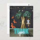 Whimsical Girl in Swing Surreal Danke Postkarte (Vorne/Hinten)