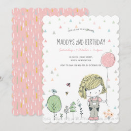 Whimsical Girl Kids Kleinkinder Einladung zum Gebu