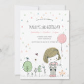 Whimsical Girl Kids Kleinkinder Einladung zum Gebu (Vorderseite)