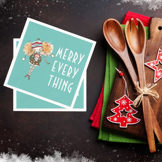 Whimsical Girl Merry alles Weihnachten Serviette