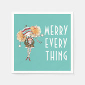 Whimsical Girl Merry alles Weihnachten Serviette (Vorderseite)