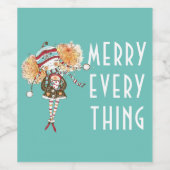 Whimsical Girl Merry alles Weihnachten Weinetikett (Einzelnes Label)