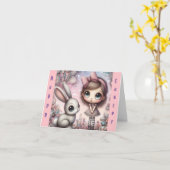 Whimsical Girl mit Bunny Oaster Karte (Gelbe Blume)
