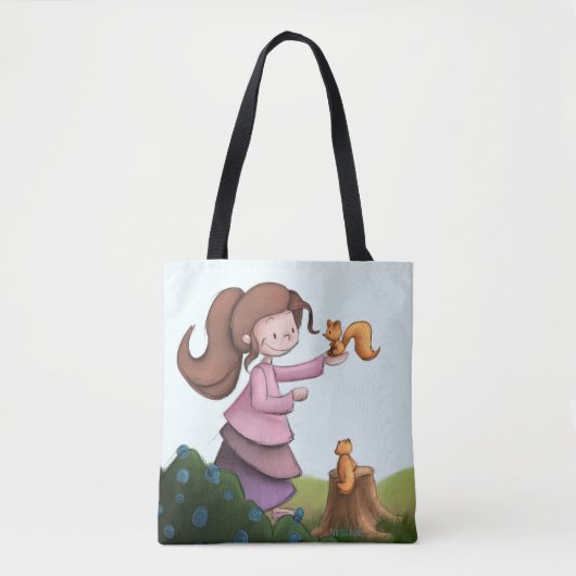 Whimsical Girl mit Eichhörnchenwald Tasche (Vorderseite)