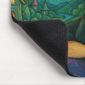 Whimsical Girl mit schwarzer Katze unter dem Halbm Mousepad (Ecke)
