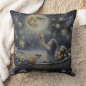 Whimsical Girl Moon Dream Fantasy Scene Kissen (Decke)