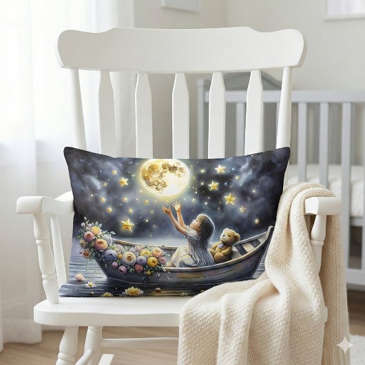 Whimsical Girl Moon Dream Fantasy Scene Lendenkissen