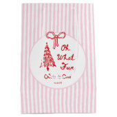 Whimsical Girl Oh What Fun 1st Birthday Party Mittlere Geschenktüte (Rückseite)