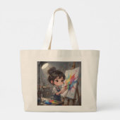 Whimsical Girl Painter Tote Bag Jumbo Stoffbeutel (Rückseite)