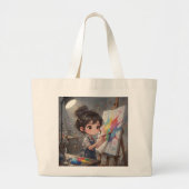 Whimsical Girl Painter Tote Bag Jumbo Stoffbeutel (Vorne)
