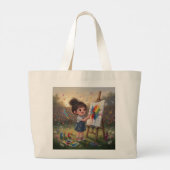 Whimsical Girl Painter Tote Bag Jumbo Stoffbeutel (Rückseite)