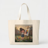 Whimsical Girl Painter Tote Bag Jumbo Stoffbeutel (Vorne)