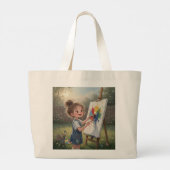 Whimsical Girl Painter Tote Bag Jumbo Stoffbeutel (Rückseite)