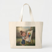 Whimsical Girl Painter Tote Bag Jumbo Stoffbeutel (Vorne)
