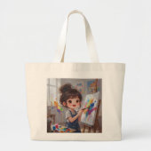 Whimsical Girl Painter Tote Bag Jumbo Stoffbeutel (Vorne)