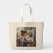 Whimsical Girl Painter Tote Bag Jumbo Stoffbeutel (Rückseite)