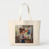 Whimsical Girl Painter Tote Bag Jumbo Stoffbeutel (Vorne)