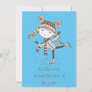 Whimsical Girl Skaten Feiertagskarte