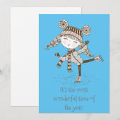 Whimsical Girl Skaten Feiertagskarte (Vorne/Hinten)