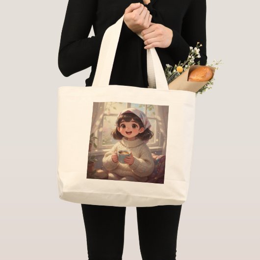 Whimsical Girl Tote Bag Jumbo Stoffbeutel (Vorderseite (Produkt))