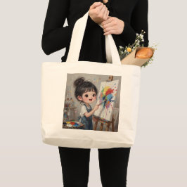 Whimsical Girl Tote Bag Jumbo Stoffbeutel
