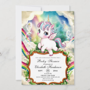 Whimsical Girl Unicorn Kinderdusche Einladung
