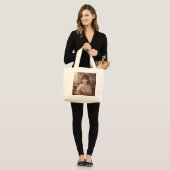 Whimsical Girl with Coffee Tote Bag Jumbo Stoffbeutel (Vorderseite (Model))