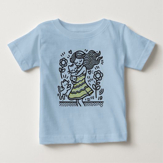 "Whimsical Girl with Kitten Baby T-shirt (Vorderseite)