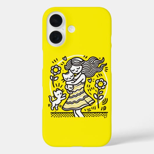 Whimsical Girl with Kitten Case-Mate iPhone Hülle (Rückseite)