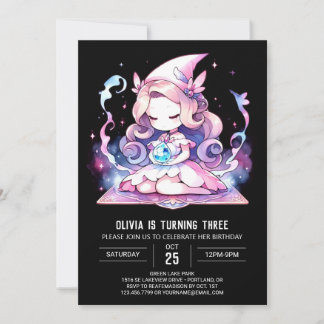 Whimsical Girl Wizard Geburtstag Einladung