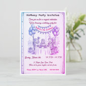Whimsical Girls Birthday Party Invitation | Hand-D Einladung (Stehend Vorderseite)