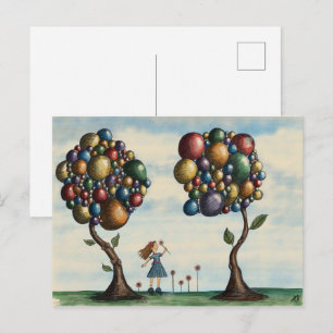 Whimsical Girls Landscape Fantasy Kunstwerk Postkarte