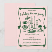 Whimsical Girls Weihnachtsfest Abendessen Party Einladung (Vorne/Hinten)