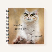 Whimsical Girly Funny Cat Notebook Notizbuch (Vorderseite)