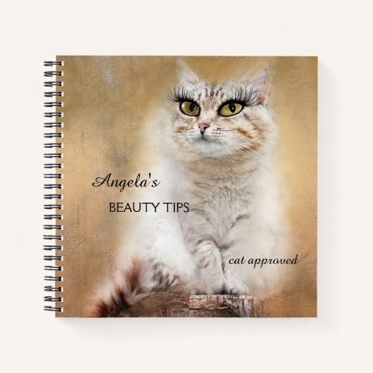 Whimsical Girly Funny Cat Notebook Notizbuch (Vorderseite)