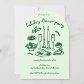 Whimsical Girly Holiday Dinner Party Arte Xmas Einladung (Vorderseite)