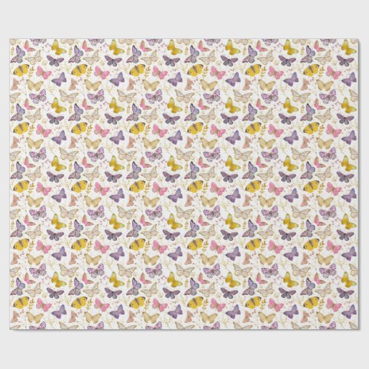 Whimsical Girly Imitats Glitzer Butterfets Lila Geschenkpapier (Flach)