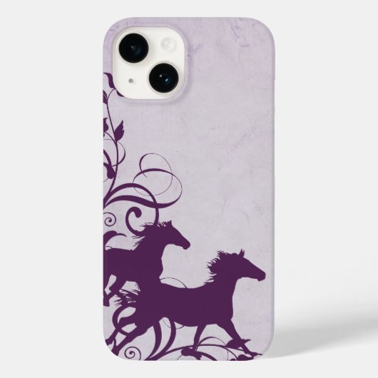 Whimsical Girly Lila Wild Horses Case-Mate iPhone Hülle (Rückseite)