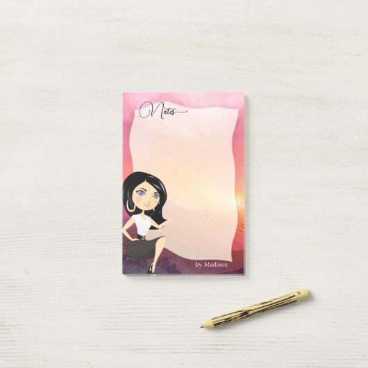Whimsical Girly Script Personalisiert Notes Post-it Klebezettel (Auf Schreibtisch)