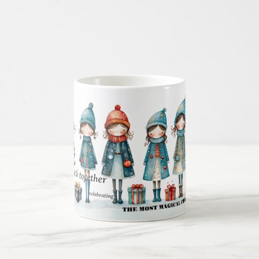 Whimsical Girly Sistes Weihnachten Kaffeetasse (Mittel)