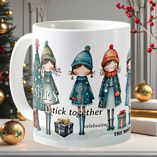 Whimsical Girly Sistes Weihnachten Kaffeetasse