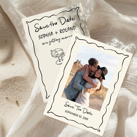 Whimsical Glasses Hearts Gezeichnet Save the Date Einladung