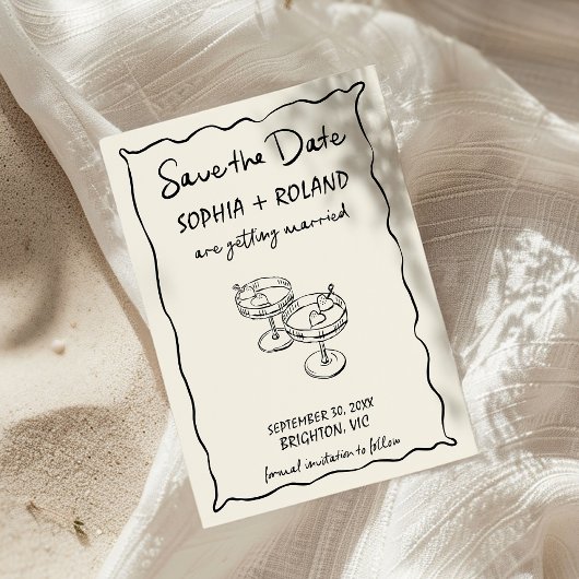 Whimsical Glasses Hearts Gezeichnet Save the Date Einladung